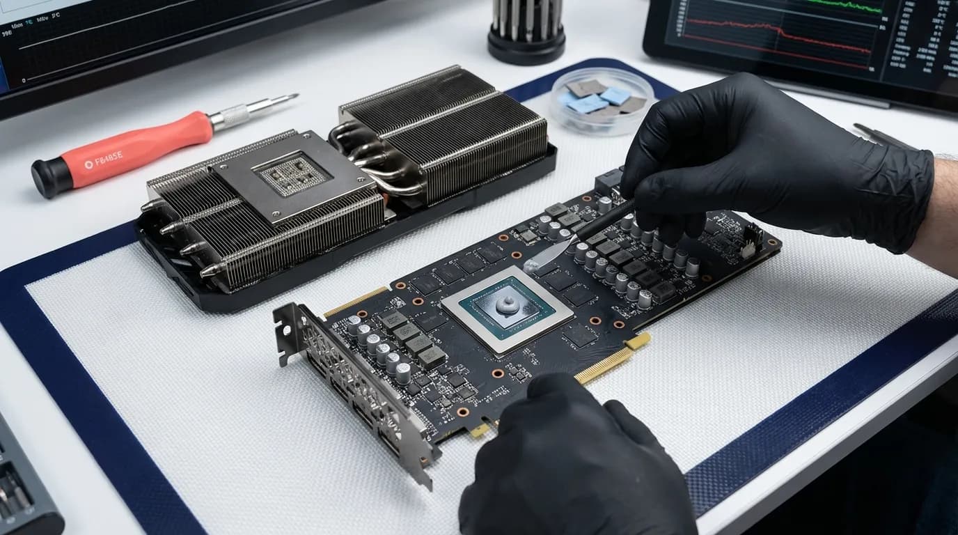 Επαγγελματικός καθαρισμός κάρτας γραφικών desktop με αλλαγή θερμοπάστας στο εργαστήριο iFastRepair