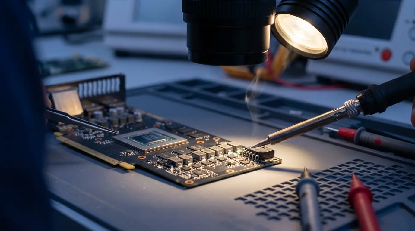 Επισκευή κάρτας γραφικών desktop - component-level repair στο μικροσκόπιο